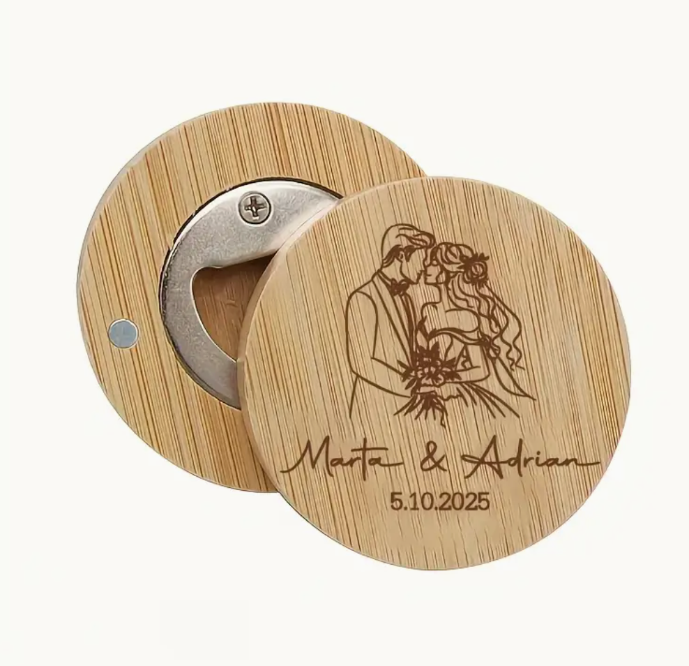 Destapador de bambú con imán personalizado