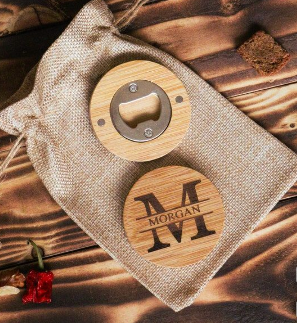 Destapador de bambú con imán personalizado