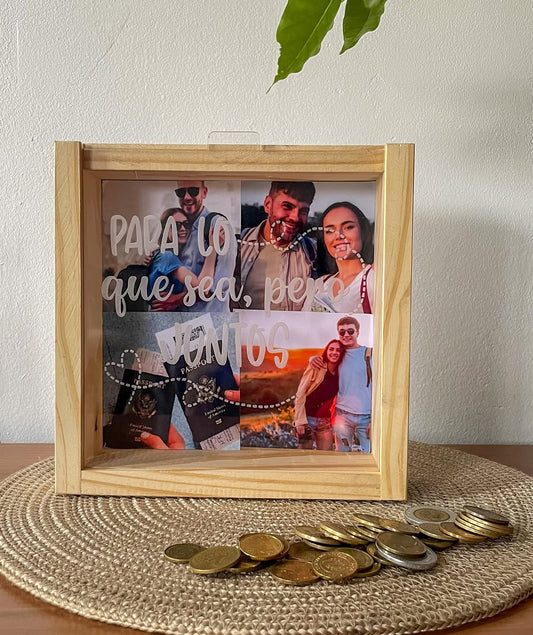 Alcancía personalizada con fotos y mensaje